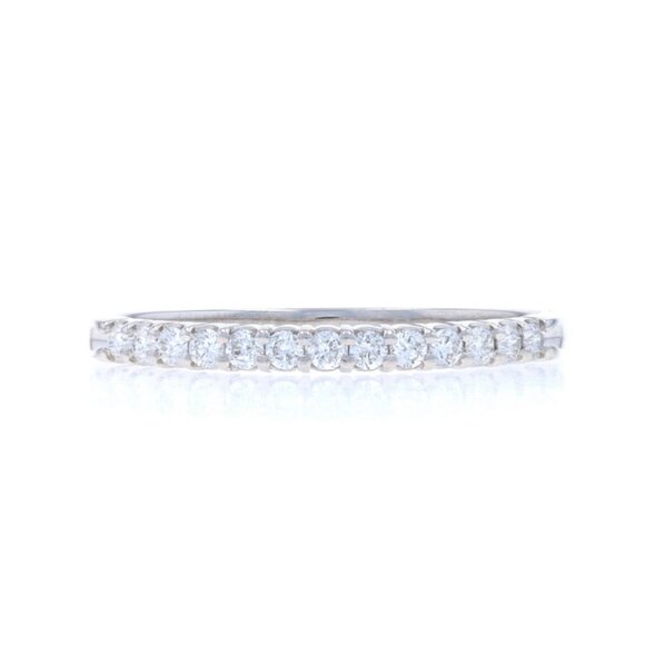 White Gold Diamond Wedding Band - 14k Round Brilliant .26ctw Stackable Ring